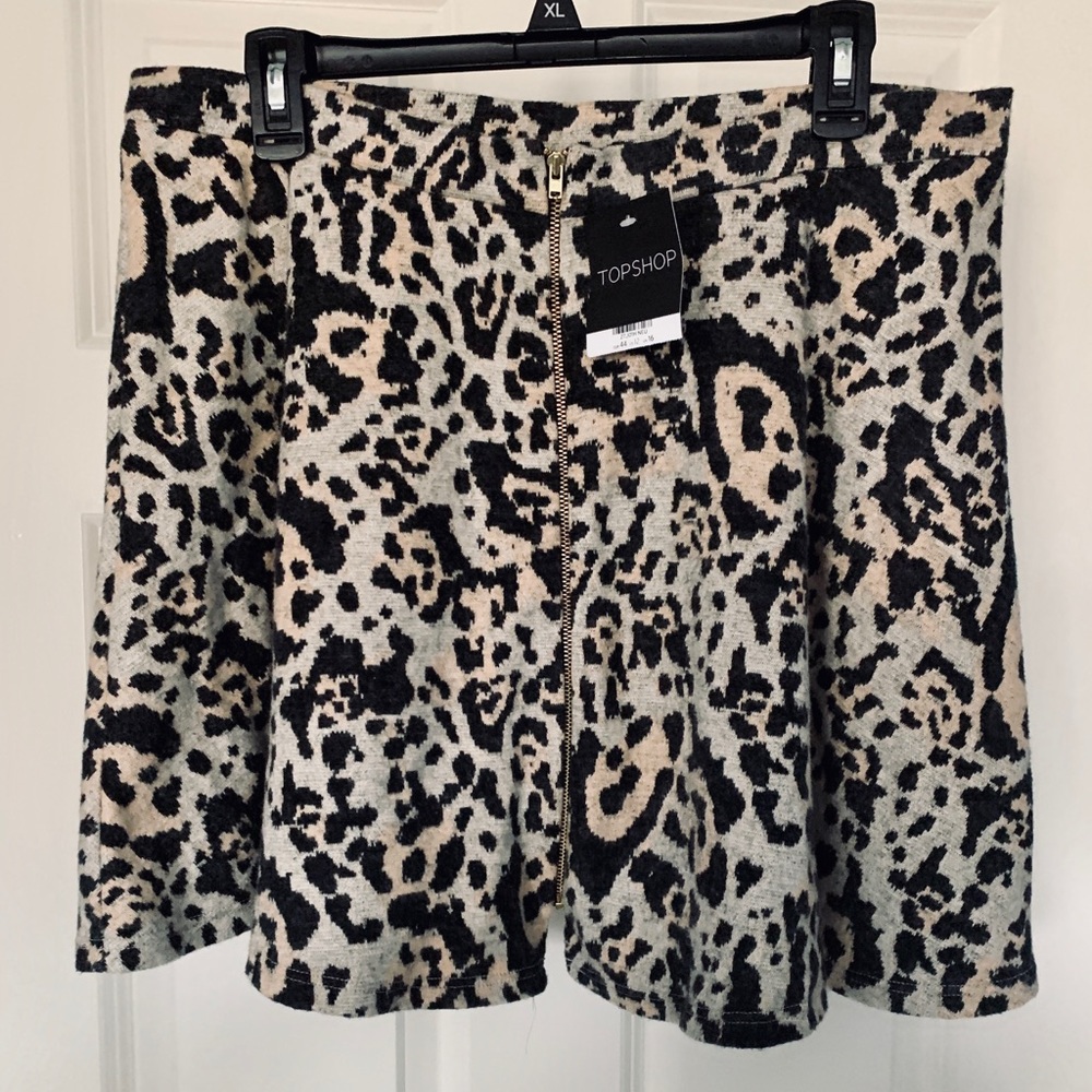Topshop Zip-Front Patterned Skirt - Picture 1 of 3